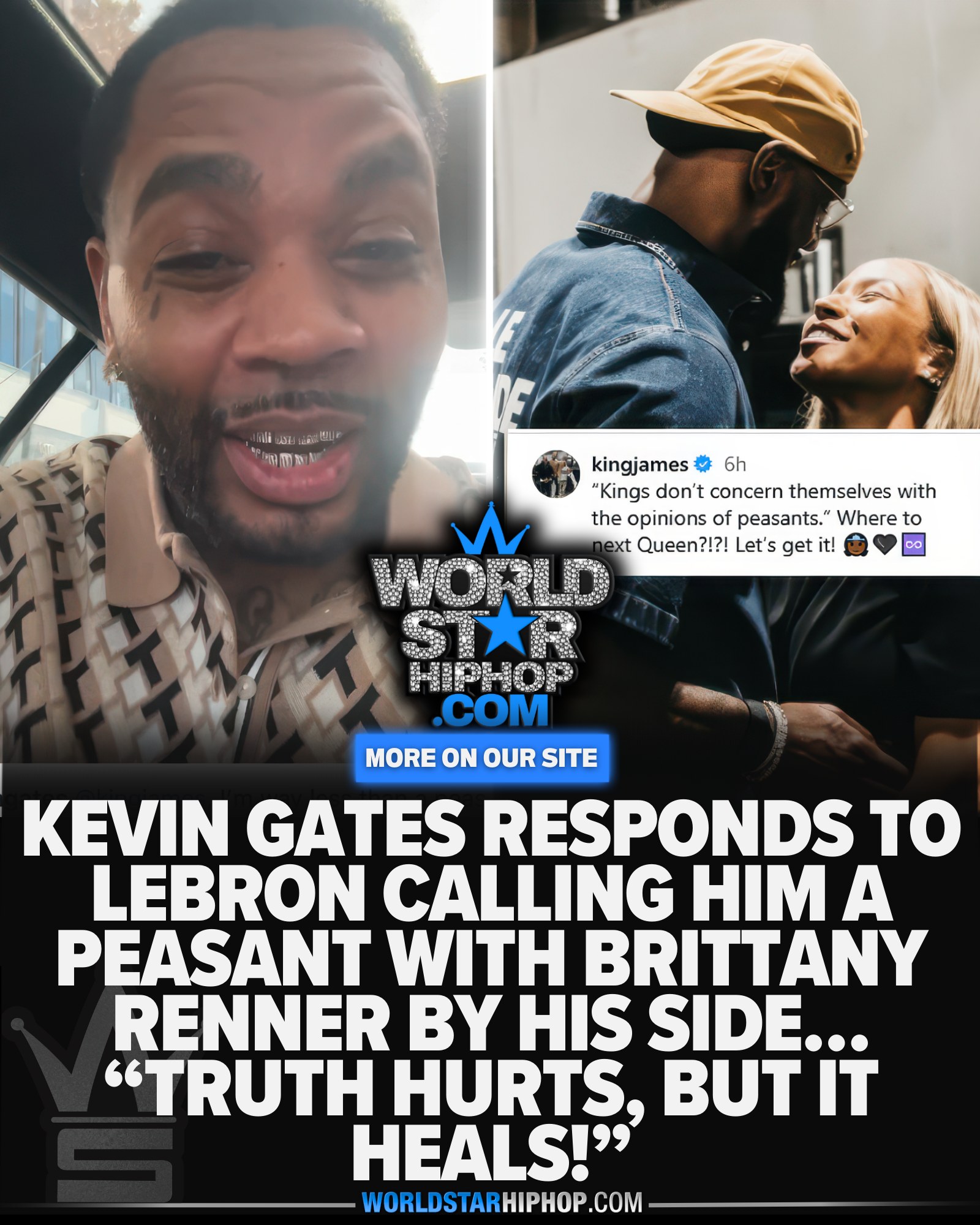 Kevin Gates had a whole moment after LeBron posted “Kings don’t concern themselves with peasants.” While sipping his morning coffee, Gates delivered a heartfelt, spiritual response—saying the truth hurts but heals, and doubled down on love and loyalty. He wrapped it all up with a powerful statement: “Me and Brittany approve this message.” 👀🔥