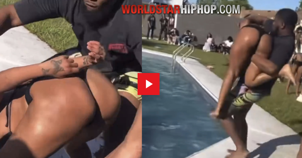 SMH: Dude Saw A Girl Twerking, Picked Her Up, And Accidentally Hurt Her While Tossing Her Into A Pool !